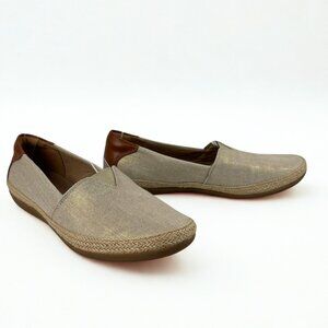 Clarks Collection Danelly Slip-On Espadrille Flats – Women’s Beige Gold Size 9